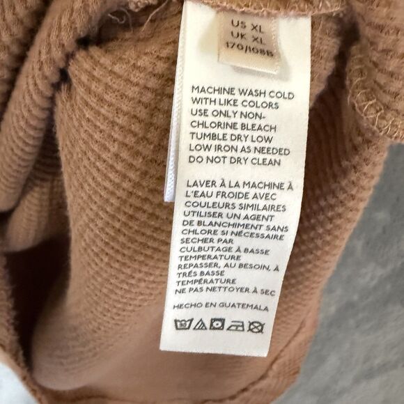 NWT Free People Hoodie XL Margo Bran Burnt Orange Waffle Knit Pullover V Neck - Picture 8 of 10